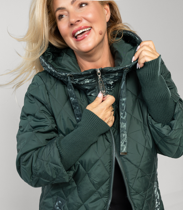 Long winter jacket with decorative hood LUNA