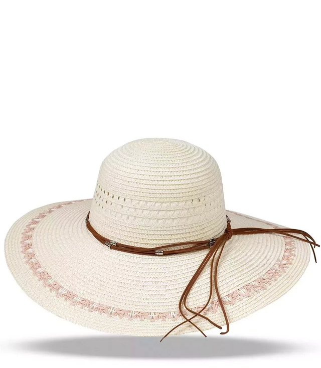 Large women's wide-brimmed openwork thong hat