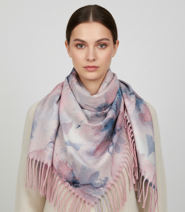 Delicate elegant women's shawl shawl with tassels