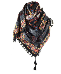 Large BOHO scarf with floral patterns