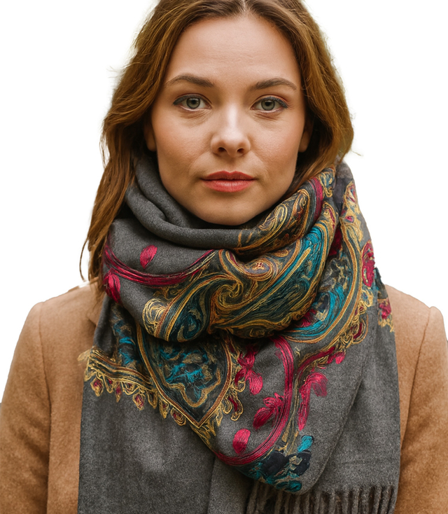Women's scarf with floral ornament stylish
