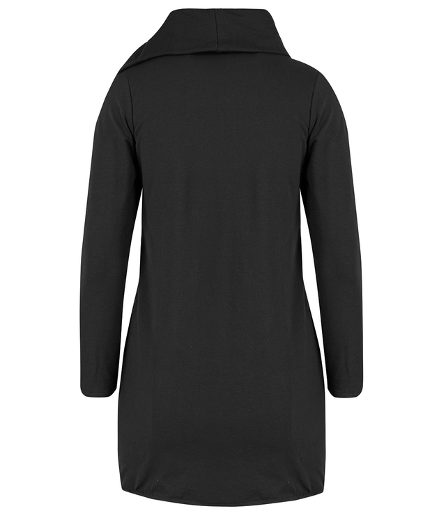 Thin long sweatshirt with a diagonal zipper and a BEATA neck warmer