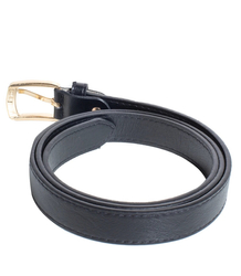 Smooth women's eco leather belt with gold buckle 2.3 cm