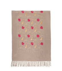 Women's folklore scarf with flower motif and tassels