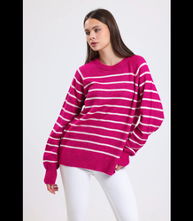 Warm women's fashionable striped sweater ANNA
