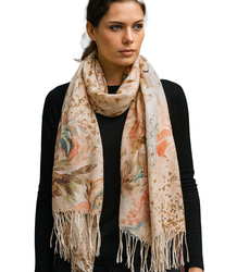 Elegancki szal w kwiaty damski delikatny 180x70