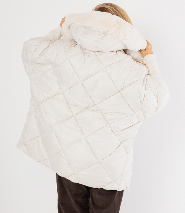 Kurtka zimowa oversize z kapturem i futerkiem NORDIC PUFF