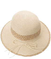 Women's straw hat chapeau-cloche gold thread