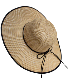 Elegant women's straw hat with a ribbon