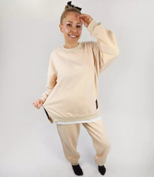 Sport tracksuit pants sweatshirt with imitation of a T-shirt