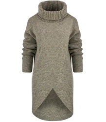 Warm womens turtleneck sweater with a slit MARIETTA, wool