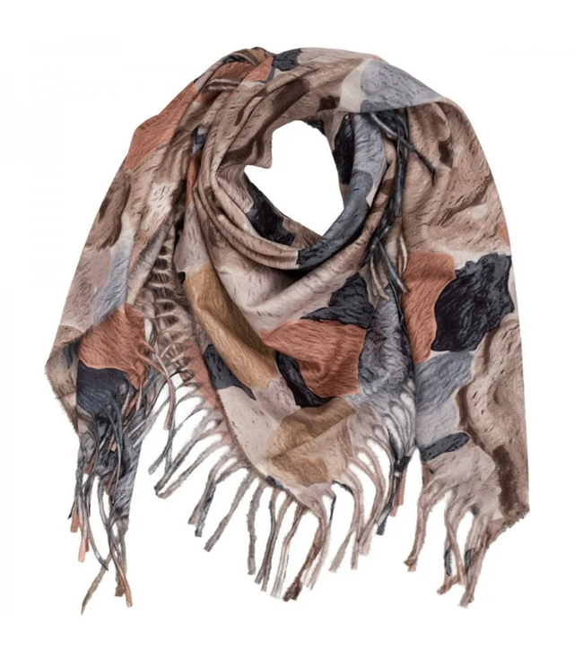 Multicolored elegant women's floral scarf with tassels