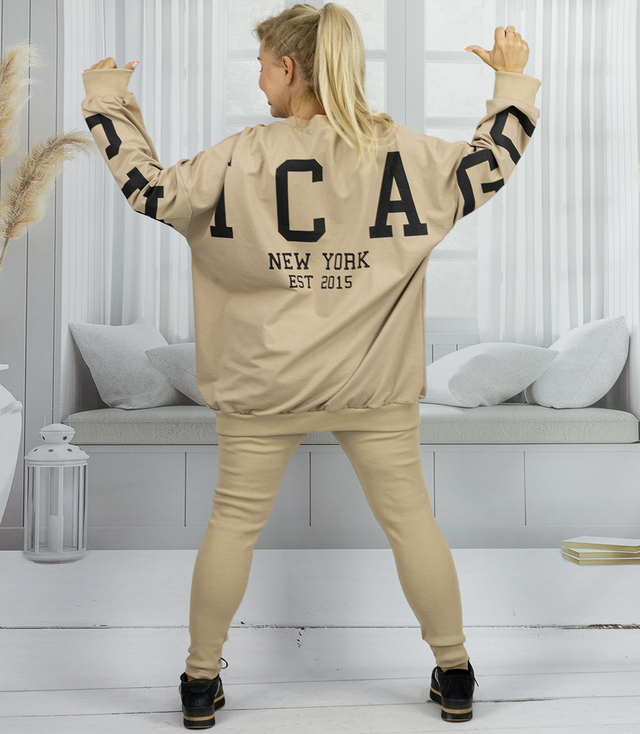 Women's tracksuit loose sweatshirt + ribbed leggings CHICAGO