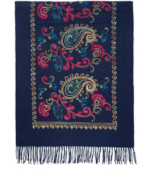 Szal damski z roślinnym ornamentem stylowy