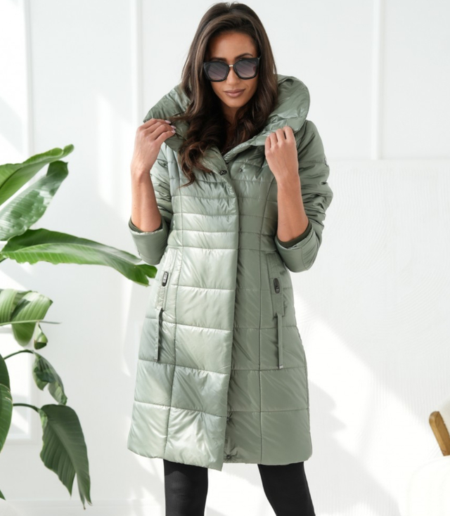 Long elegant quilted insulated coat for women AMELIA