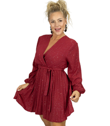 Elegant mini dress with crystals and pleated bottom VELVET COMET