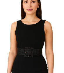 Braided women's belt with large buckle