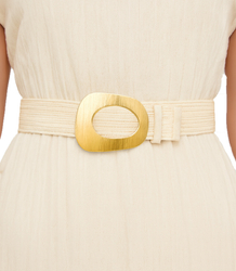 Braided women's belt with large buckle