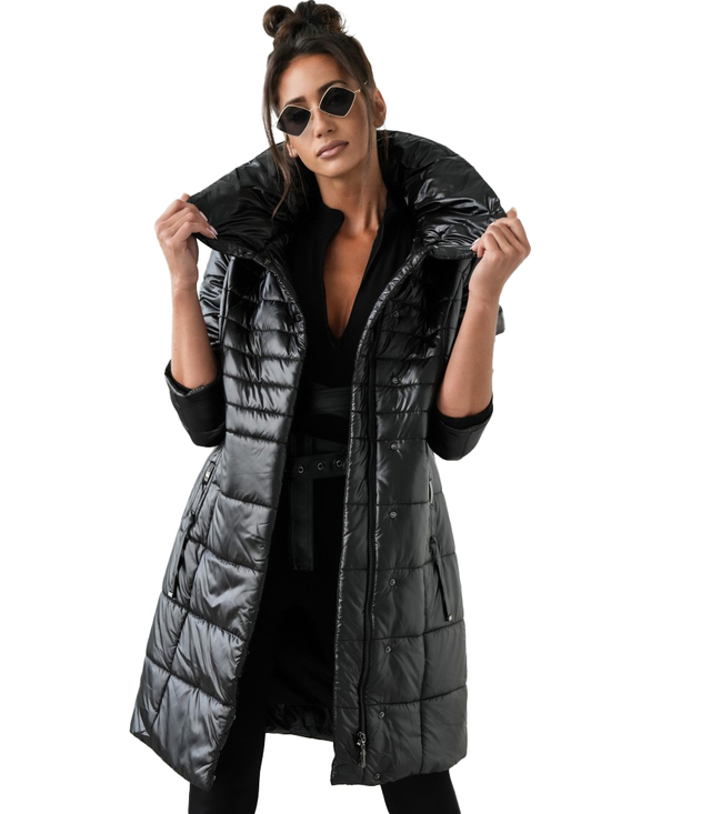 Long elegant quilted insulated coat for women AMELIA