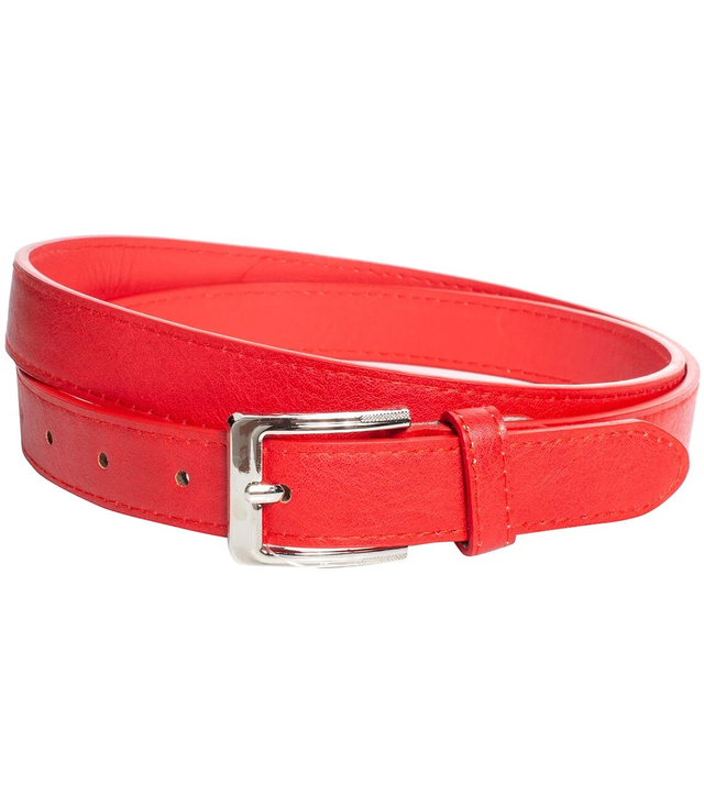 Smooth women's eco leather belt with silver buckle 2.3 cm