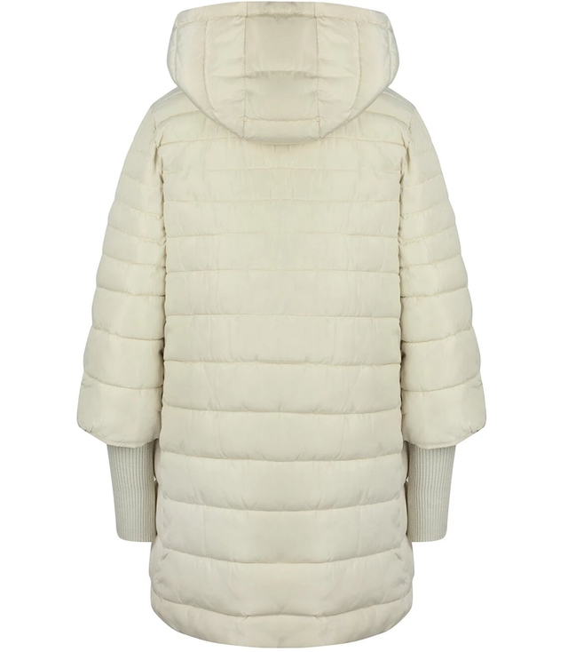 Warm quilted jacket with a drawstring hood and sleeves