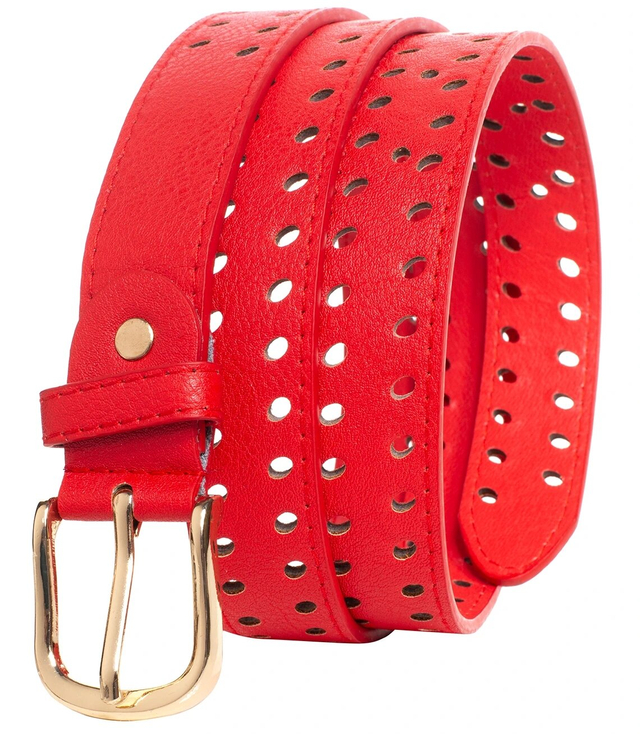 Women's eco leather belt with decorative holes 3 cm