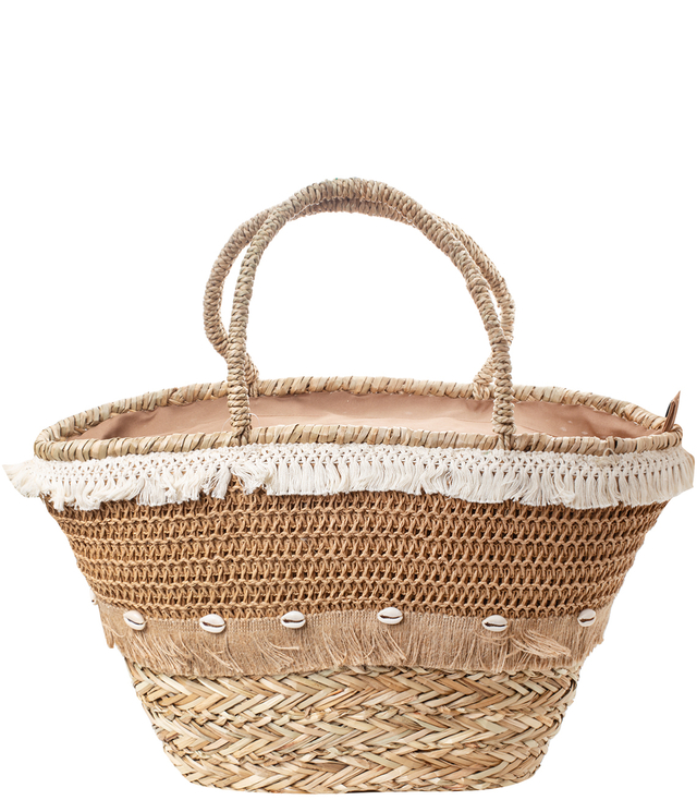 Mega large summer bag braided basket with shell lining