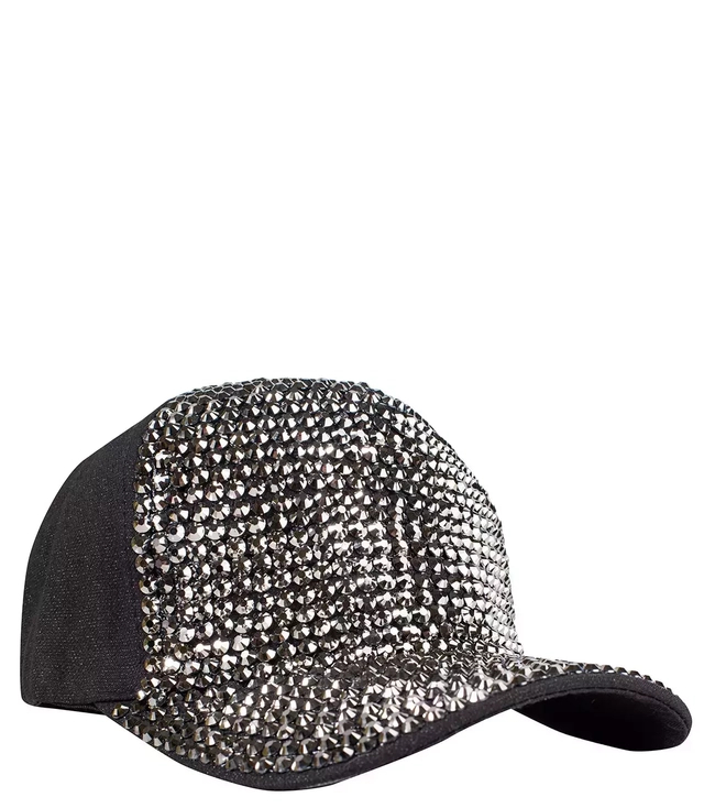 Baseball cap decorated with large zircons