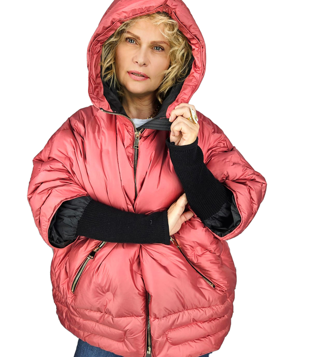 Women's insulated winter jacket with hood and welt IRINA