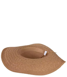 Women's straw hat with pebbles large brim