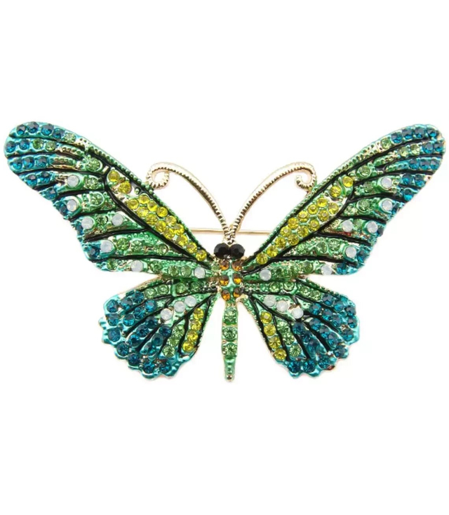 Butterfly brooch butterfly green rhinestones Gift