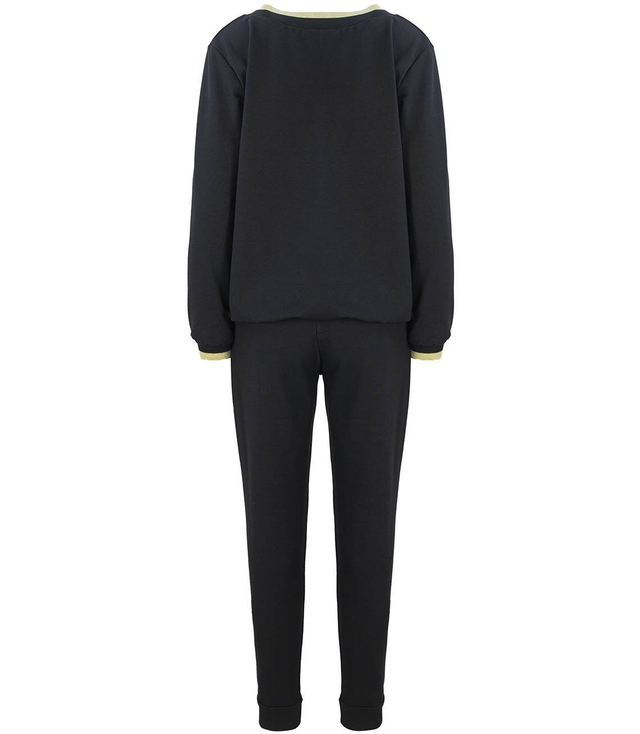 CZARNY dres spodnie BLUZA Złoty nadruk LAZY DAY