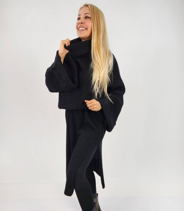 Ribbed MAXI turtleneck sweater dress