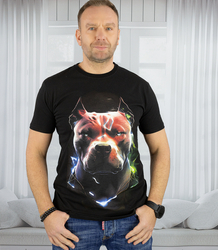 Męski t-shirt koszulka krótki rękaw z nadukiem z psem