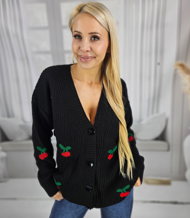 Warm and cozy women's sweater with cherries in autumn LARAMIE