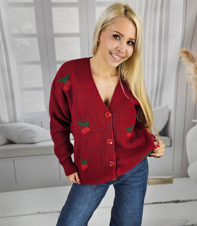 Warm and cozy women's sweater with cherries in autumn LARAMIE