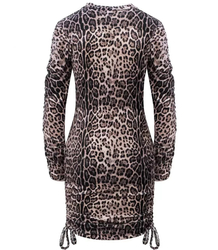 Velor mini dress with ruffle print