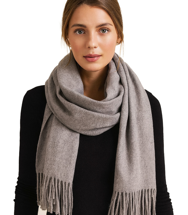 Scarf Thick scarf tassels single color warm soft 200x70 cm