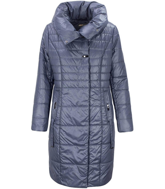 Długi elegancki pikowany płaszcz damski ocieplany AMELIA