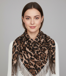 Warm panther scarf with tassels