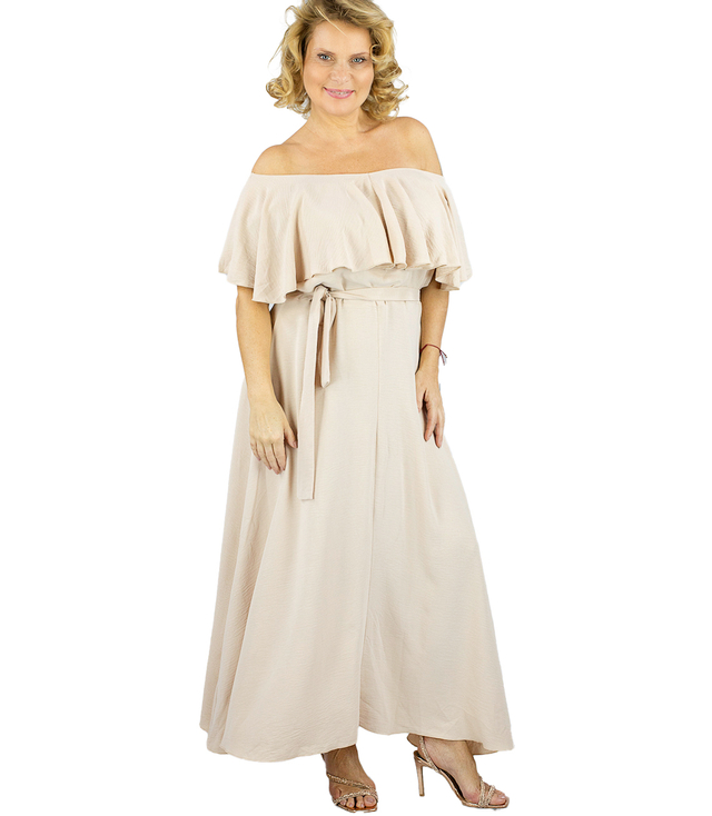 Airy maxi dress with ruffles and waist tie STELLA