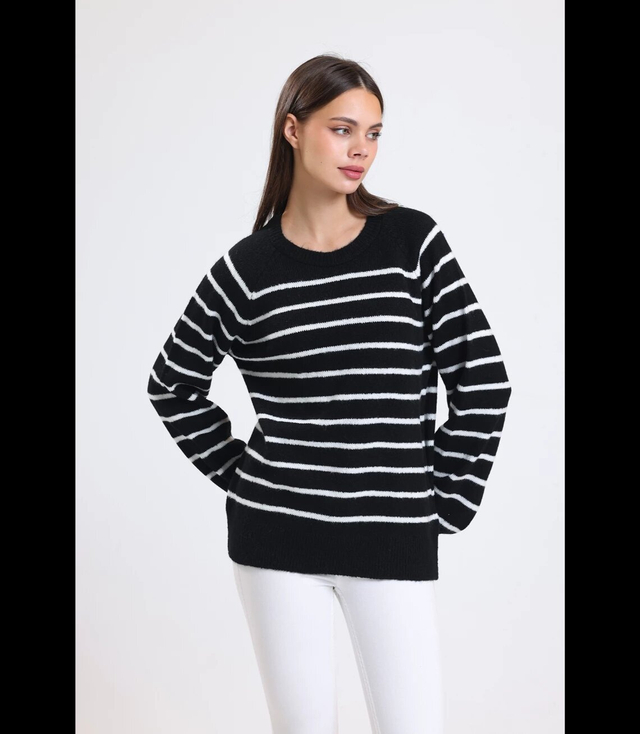 Warm women's fashionable striped sweater ANNA