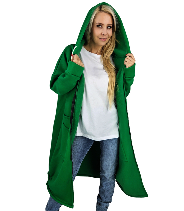 Long women's hoodie. Warm, nice material. Zipper BETH