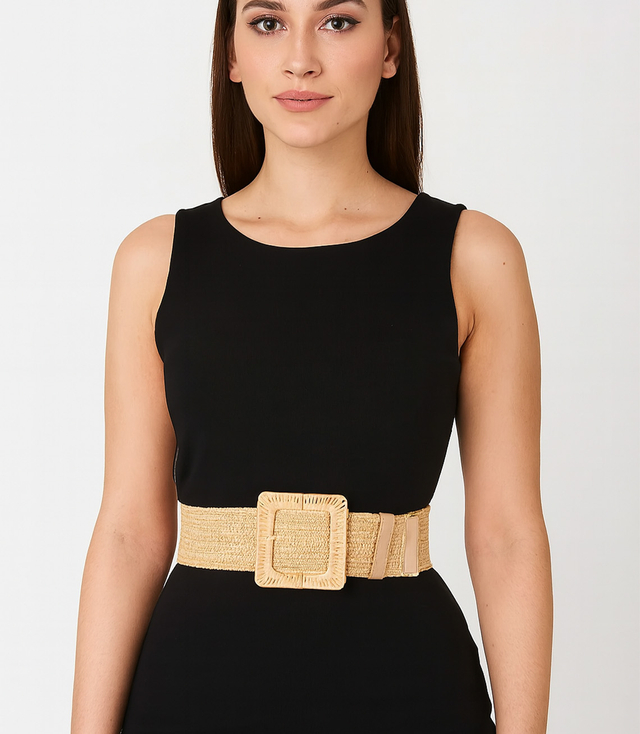 Braided women's belt with large buckle