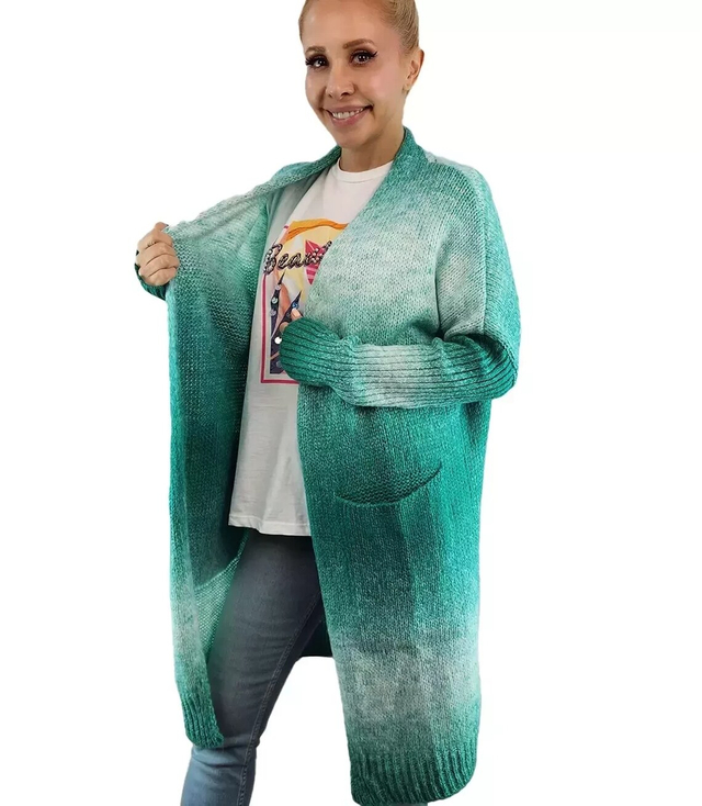 Long cardigan thick colorful ombre sweater