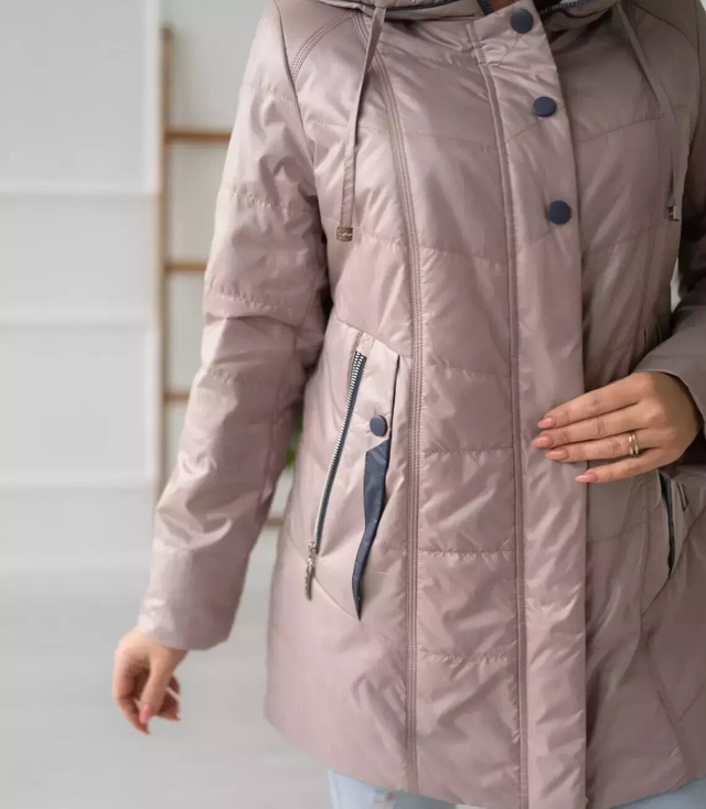 Women's transitional jacket with a quilted hood IZA