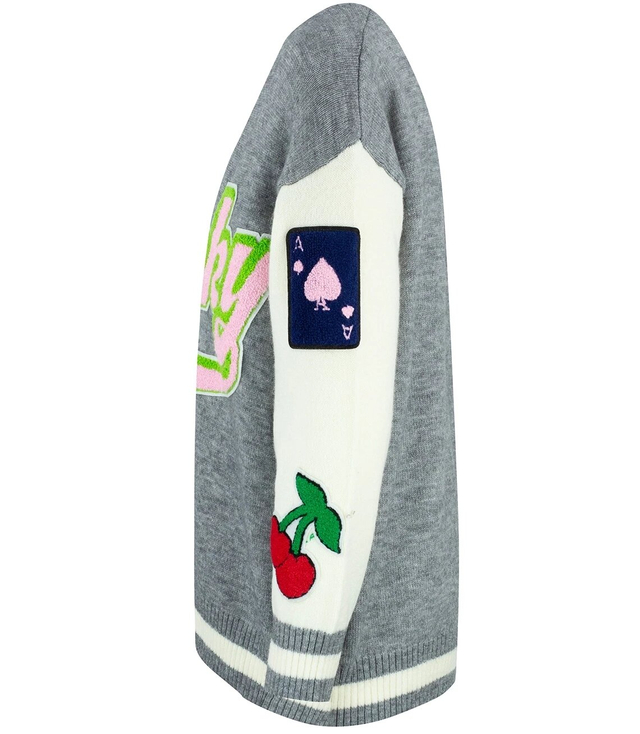 Short cardigan sweater with patches LUCKY 