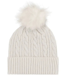 Warm women's cap with pom-pom autumn winter monochrome hat