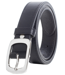 Smooth women's eco leather belt with silver buckle 3 cm