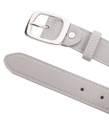 Smooth women's eco leather belt with silver buckle 3 cm